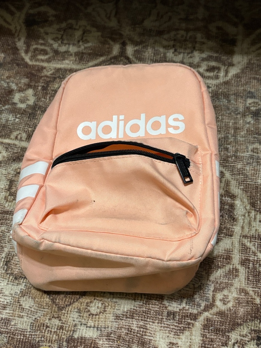 adidas Peach Pink Mini Backpack with White Logo lunchbox